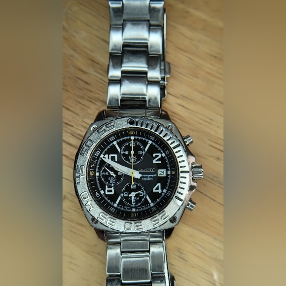 Seiko Chronograph Alarm SNA617P1 7T62-0FL0 Stainless Steel 100 Meter - Picture 7 of 10